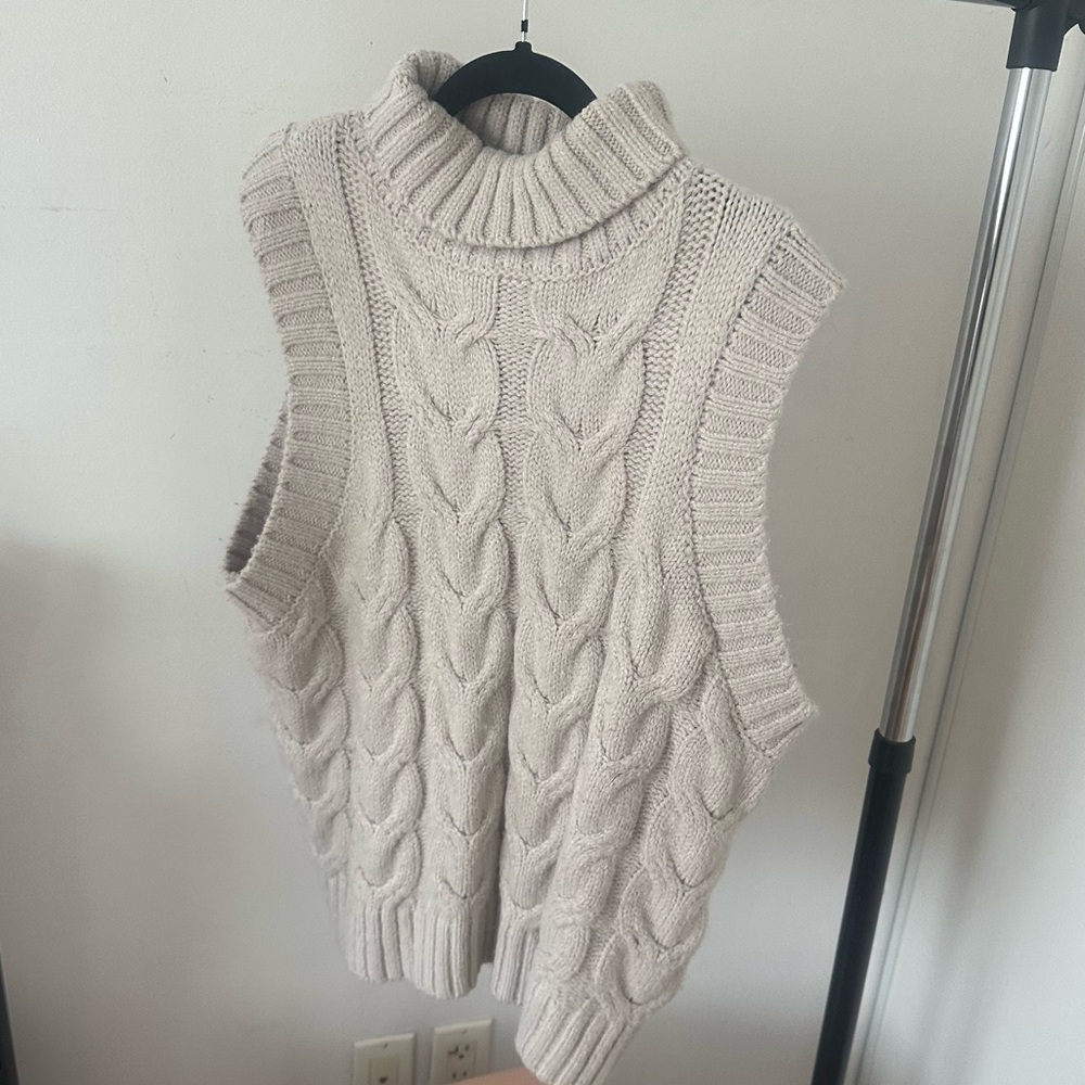 Forever 21 Cable Knit Turtleneck Sweater - Cream